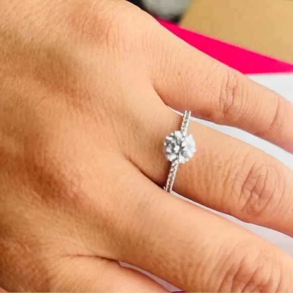 1.0 Solitaire Prong Ring White Gold plated Size 6.5 - Picture 5 of 6